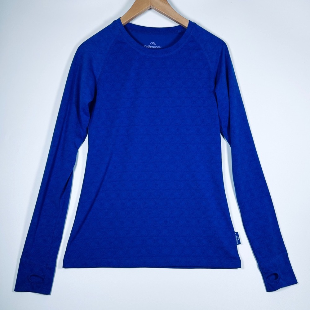 Kathmandu Base Layer Shirt Womens 14 Blue UltraCORE Thumbhole Long Sleeve Hiking